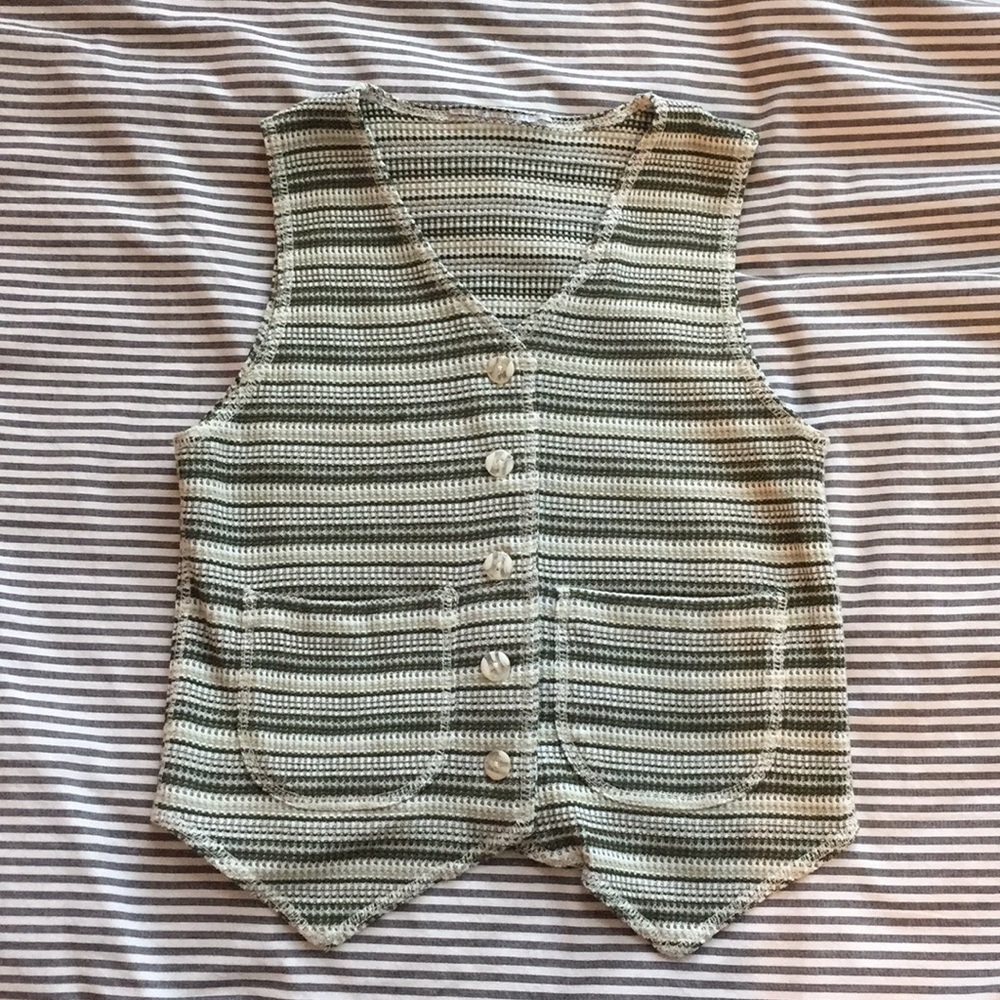 Vintage Green Striped Vest